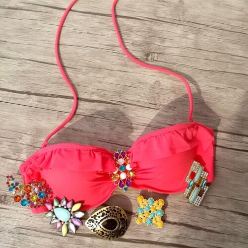 Women Bikini TOP for Women Mixer Diamond Red Swimwear Bikini Brazilian Sexy Girl Underwire Maillot De Bain Biquini UP