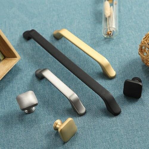 Golden light luxury cabinet handle black simple wardrobe door handle Nordic furniture drawer cabinet single hole small handle