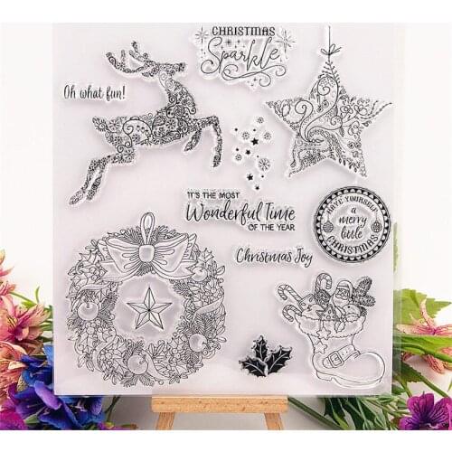 18.5x20.5cm Snowflakes wreath Transparent Clear Stamps Silicone Seals Roller Stamp DIY scrapbooking photo album/Card Making