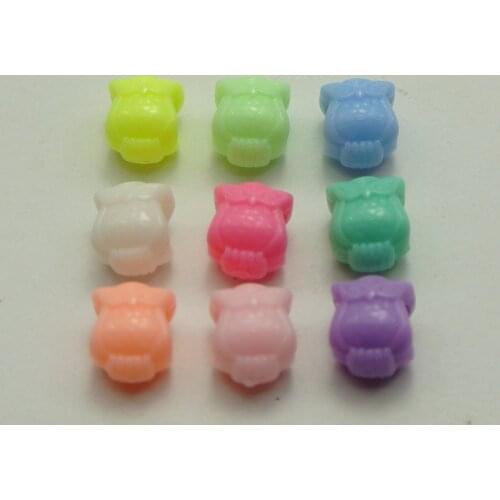 200 Mixed Pastel Color Acrylic Cute Owl Pony Beads for Kids Kandi Craft