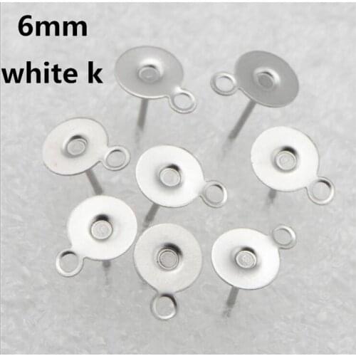 Hot 200pcs 6mm Flat Headband Hanging Loops Stud Earring Women Fashion Ear Diy Jewelry Making Earrings Accessories