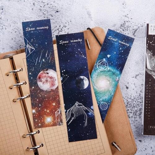 30 Pcs/lot 15.2*4.2cm Roaming Space Bookmark Calendars Paper Books School Bookmarks For Students Supplies Reminder