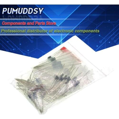 8values=100PCS 1N4148 1N4007 1N5819 1N5399 1N5408 1N5822 FR107 FR207 Electronic Components Package, Diode Assorted Kit