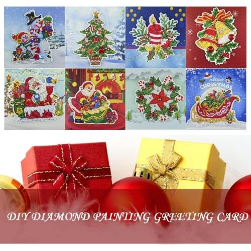 Diamond Painting Greeting Cards Cartoon Christmas Birthday Postcards 5D DIY Kids Festival Embroidery Greet Cards Gift