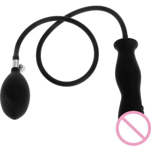 Butt Plug Inflatable Dildo with Push Release Button Stretcher Pump Expandable Massager Sex Toy for Women Men