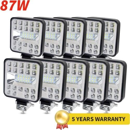 Car LED Work Flood Spot Combo Light 3030 SMD 87 Watts Bright 6500K DC 12-24 Volts Spotlights Truck 4x4 4WD