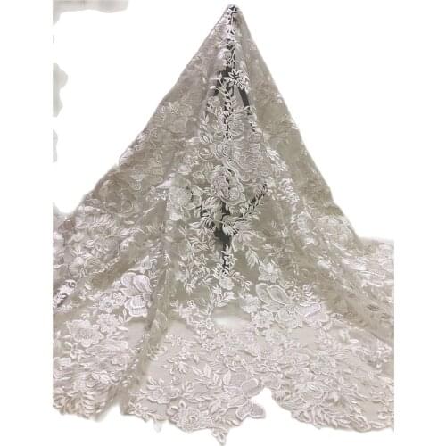 Off White Color Washable Embroidered Tulle Material African French Guipure Lace Fabirc for Fashion Show Dress