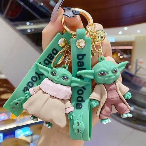 Disney Star Wars Baby Yoda Keychain Master Yoda Keychains Cartoon Cute Mandalorian Keychains Action Figure Kid Toy Boy Girl Gift