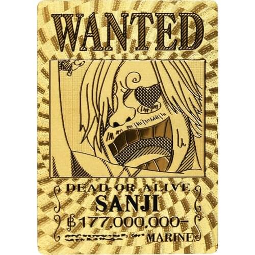 One Piece Japanese Anime Golden Wanted Card Anime Sanji Childrens Holiday Gift
