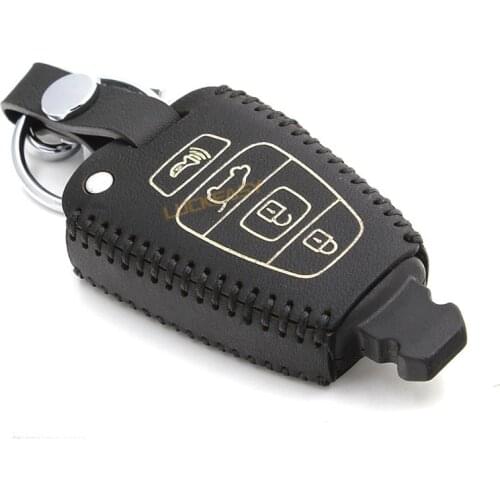 Car key case cover for hyundai veracruz 2007 2012 2015 suv Genuine Leather remote key chain keychain