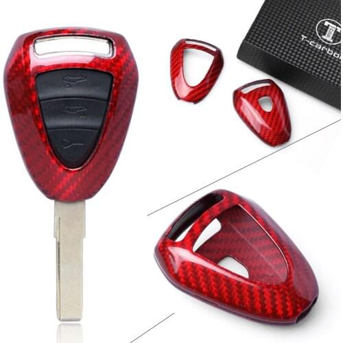 3 Button Car Real Carbon Fiber Remote Key Shell Cover Case Red For Porsche Boxter 911 Cayman Boxter