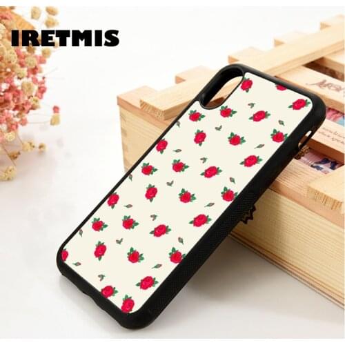 Iretmis 5 5S SE 6 6S Soft TPU Silicone Rubber phone case cover for iPhone 7 8 plus X Xs 11 Pro Max XR roses pattern