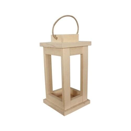 WOODEN LANTERN NATURAL WOOD 30 * 15CM
