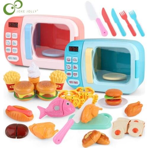 Kids Kitchen Toys Simulation Microwave Oven Educational Toys Mini Kitchen Food Pretend Play Cutting Role Playing Girls Toys YJN