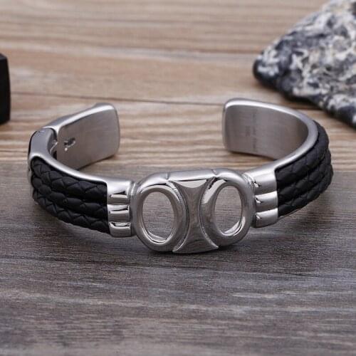 European and American mens titanium steel punk bracelets stainless steel openwork bracelet