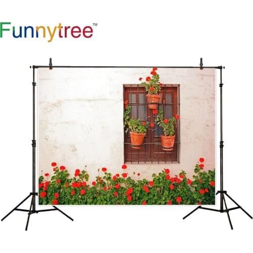 Funnytree photography backdrops decorative vintage brick wooden texture traditional flower photocall photo background fotografia