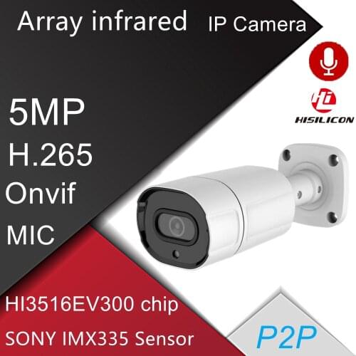 H.265 Security POE IPC Audio MIC Indoor Outdoor waterproof video surveillance ONVIF 5MP SONY IMX335 Array infrared CCTV Camera