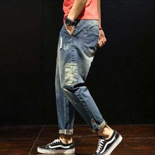 Korean Casual Slim Ripped Jeans Men Skinny Jeans Ankle-Length Jeans Denim Trousers Male Clothes