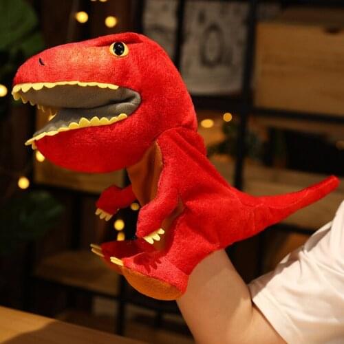 Cool Red Blue Green Brown Dinosaur Hand Puppet Stuffed Plush Toy for Kids and Adults Child Gift