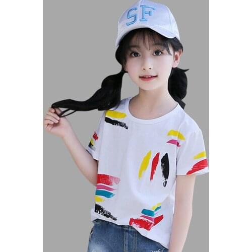 Girls Summer Childrens T-Shirt Print T-Shirt Childrens Cotton Casual Teen Kids 3 4 6 8 10 12 years