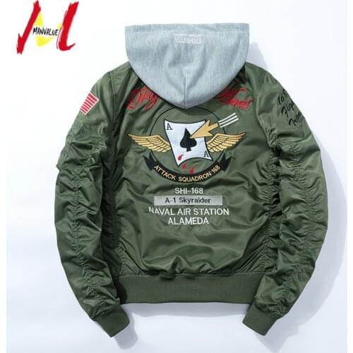 MANVALUE Spring and Autumn Mens European and American Badge Embroidery Hip-Hop MA-1 Pilot Suit Thin Jackets