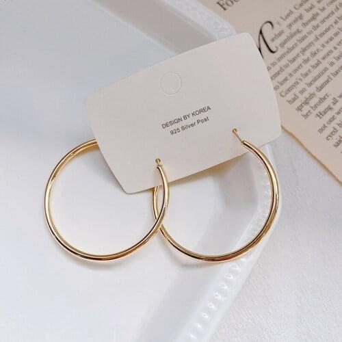 YAONUAN Minimalist Exaggerated Prime Circle Copper Metal Gold Plated Hoop Earrings For Women European Party Jewelry Accessories
