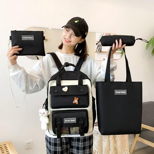 Fashion Women Backpack Cute School Bags For Teenage Girl Waterproof Canvas Portable Travel Casual Backpacks Preppy Shoulder Bags