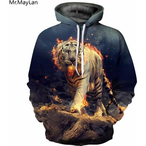 Mr.MayLan New Design 3D Print Burning Tiger Men/Women Hooded Sweatshirts Hip Hop Thin Spring Autumn Hoodies Tops Jacket Tops
