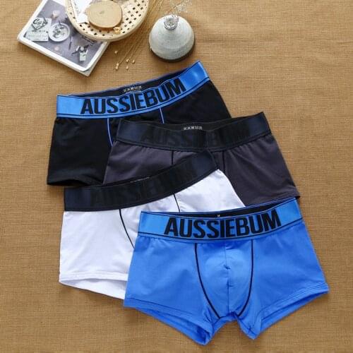 Mens boxer underwear low waist breathable elastic three-dimensional bag fit comfortable cotton aussiebum swimwear men underwear