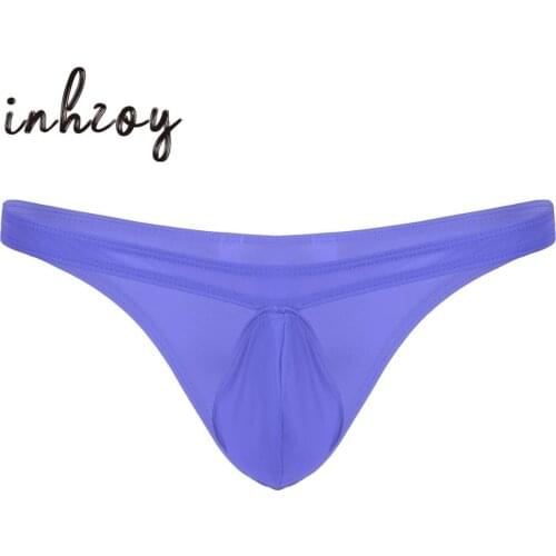 Mens Elastic Waistband T-back Low Rise Bulge Pouch Thongs Summer Breathable Swimwear Bikini Briefs G-string Lingerie Underwear