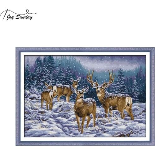 Joy Sunday Embroidery Cross Stitch Kit DIY Needlework Set 14ct 11ct Aida Fabric Printed on Canvas DMC Cross Stitching Home Decor