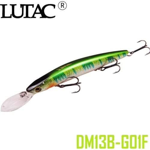 LUTAC 95mm 9.5g Minnow Floating treble hook bait outdoor Fake lure for fishing diving 2M Hard plastic