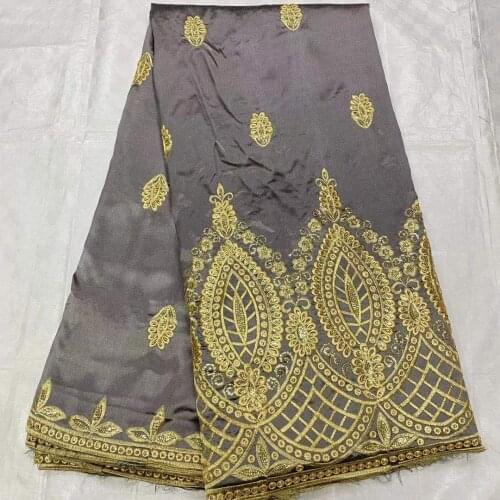 Gray Lady India Fabric with Holes and Sequins Lace George Mens Party Dress 2021 Newest Fashion Silver Aso Ebi Design GE-003