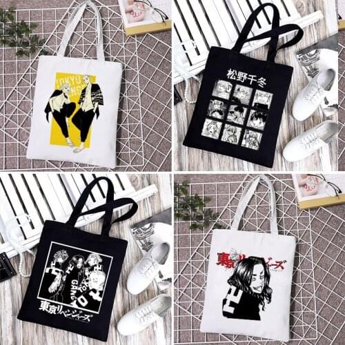 Tokyo Revengers Shopping Bag Graphic Tote Shopper Bag Female Ulzzang Funny Eco Large-capacity Women Canvas Shoulder Bag 90s