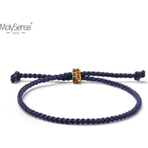 Molysense Tibetan Buddhist Lucky Tibetan Bracelets & Bangles For Women Men Handmade Knots Blue Rope Amulet Gift Bracelet