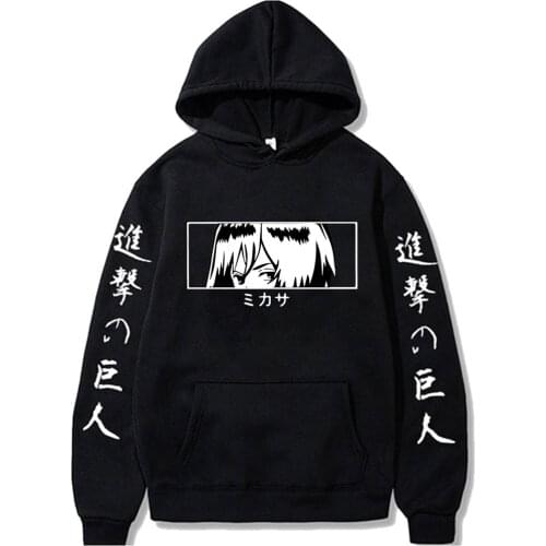 Harajuku Anime Attack on Titan Hoodies Mikasa Ackerman Sweatshirt Streetwear Pullovers Tops