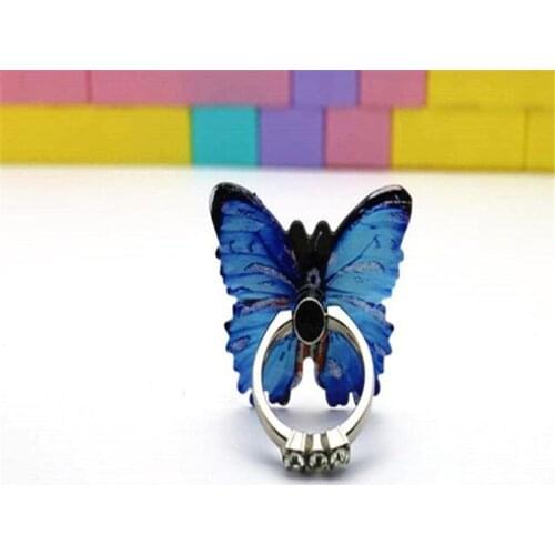 Universal 360 Butterfly Metal Ring Phone Accessories Crystal Floral Finger Ring Stent For Mobile Phone Holder Stand