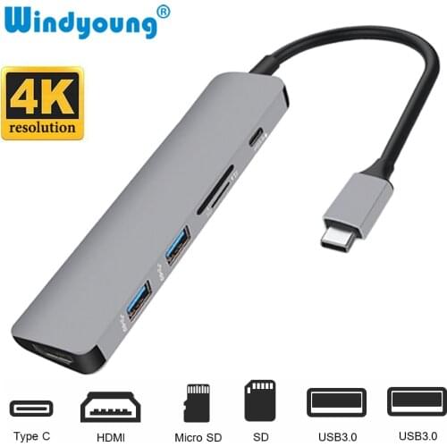 USB C HUB USB-C to HDMI Micro SD/TF Card Reader USB-C Power Adapter for MacBook Samsung S9/S8 Huawei P20 Pro Type C USB 3.0 HUB