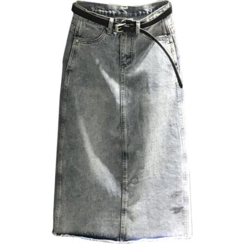 Spring new fashion high waist denim skirt women package hip a-line step jeans skirt