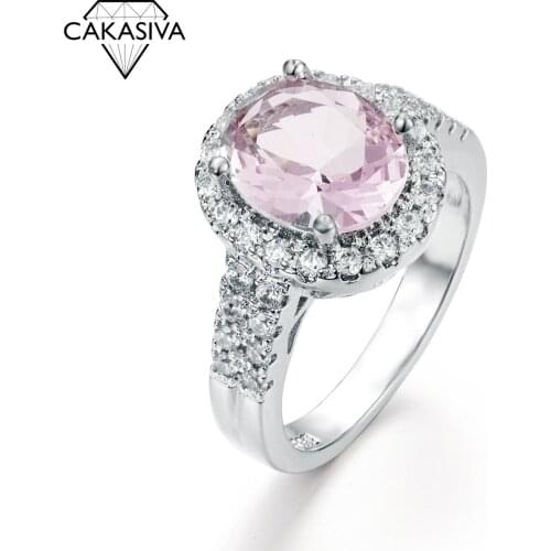 Pink Diamond Egg Ring Pink Zircon Engagement Hand Jewelry Romantic for Lady Engagement Style