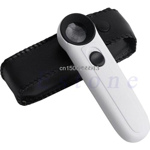 1SET 40X Magnifying Glass Handheld Magnifier Reading Magnifying Glass Lens Jewelry Loupe 2 LED Light