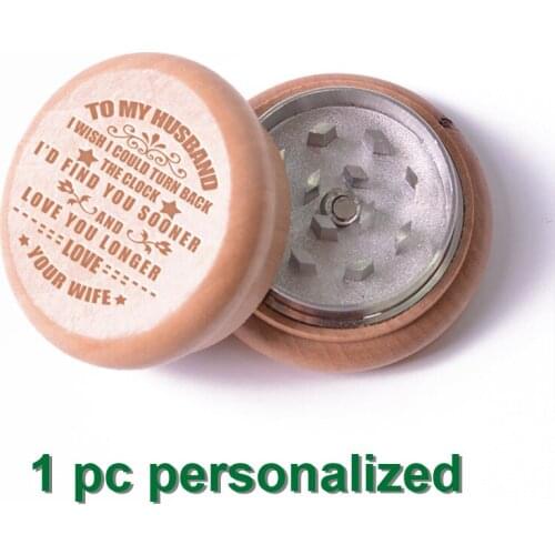1pc Custom Wood Herb Grinder Carving Weed Engraved personalized Herbal Tobacco smoke Cigarette Accessories Gift to Dad MYQ014
