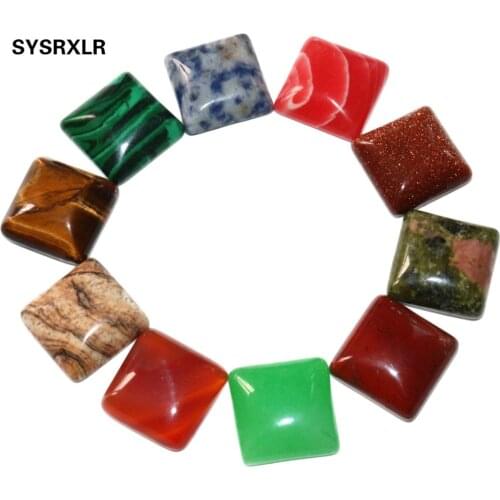 10PCS 16mm Natural Stone Square Agates Crystal Jades Loose Beads Cameo Fit Pendant For Jewelry Diy Accessories Necklace Material