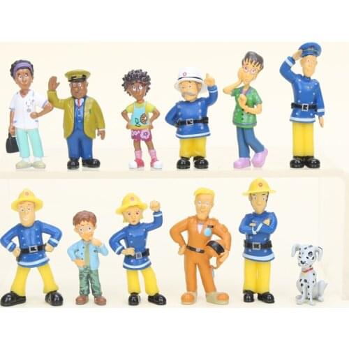 12pcs/lot 2.5-6cm Fireman Sam action figure PVC Figures doll toys Fireman Sam figure Model Collection Toy Dolls
