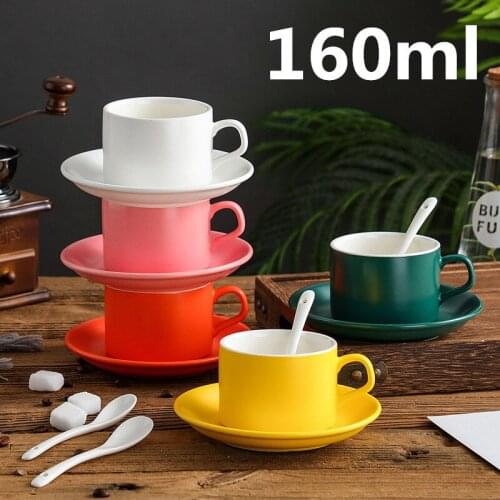 160ml High-Grade Ceramic Coffee Cup for Flat White Latte Cup Set Cappuccino Milk Tea Cup Whit Tray Espresso Coffee Mug Drinkware