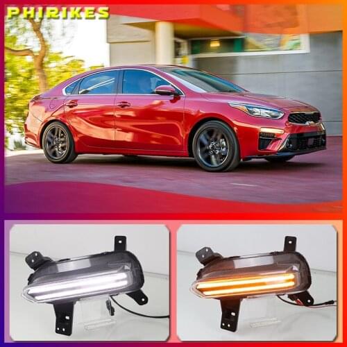 2PCS LED Daytime Running Light For Kia K3 Cerato 2018 2019 2020 Flowing Turn Signal Relay 12V Car DRL Fog Lamp Decoration