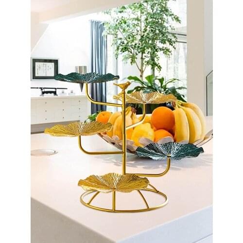 5 Tier Lotus Leaf Fruit Basket Stand Cake Holder Kitchen Counter Organizer Home And Coffee Shop Metal Art Rack Decor 2021 New
