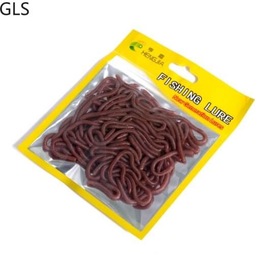 50 Pcs/Bag 80mm Deep Red Plastic Soft Lure Artificial Bionic Earthworm Worm Fishy Saltwater/Freshwater Fishing Lure