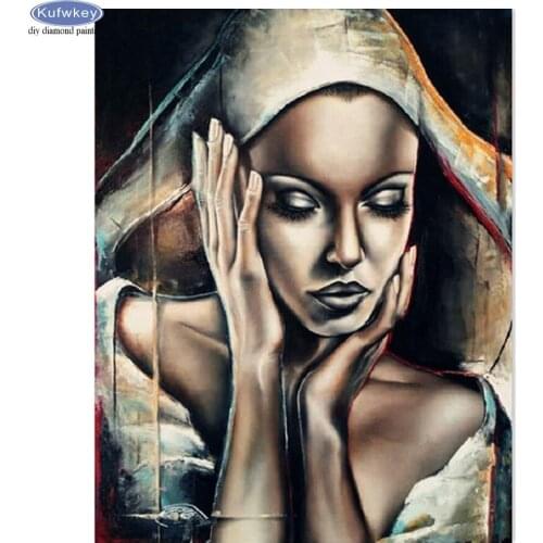 5D Diy Diamond Painting cross stitch African woman Diamond Embroidery Rhinestone Full Square Diamond Mosaic Crafts Needlework