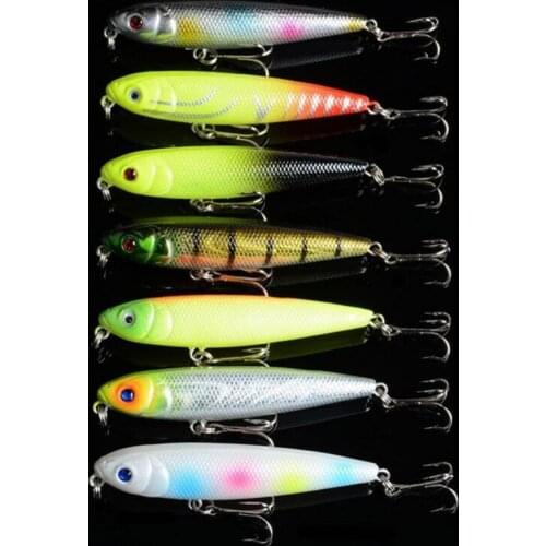 7 Pieces Pencil Lure Topwater Hard Bait 8.6g 8cm Plastic Wobbler Swimbait Minnow Fishing Tackle